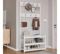 Meuble de rangement à chaussures rustique avec crochets à plusieurs niveaux Nizer élégant Zapatero et tiroir pour entrée, couloir et placard