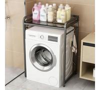 Meuble de Rangement Au-dessus du Lave-linge et du Sèche-linge, Etagere Machine a Laver de Salle de Bain, Réglable en Hauteur, Étagères en Verre Trempé(Black,1 tier 70x50x111cm)