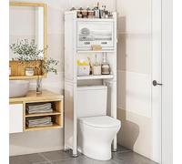 Meuble de rangement autonome au-dessus des toilettes - Étagère de salle de bain blanche avec design en croix en X, organisateur peu encombrant et étagère durable pour un rangement maximal de la salle