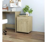 Meuble de rangement avec 1 porte et 1 tiroir, design élégant et moderne pour l'organisation de fichiers et de petits articles, meuble avec roulettes verrouillables, facile à nettoyer