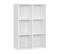 Meuble de rangement Bibliothèque Etagère de 6 Casiers 65,5 x 30,5 x 97,5 cm (L x l x h) Charge max. 30 kg Blanc LBC203D VASAGLE