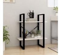 Bibliothèque à 2 niveaux Blanc 60x30x70 cm Bois de pin massif Blanc G