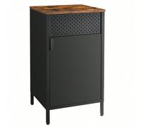 SONGMICS Meuble de Rangement, Buffet, en Métal, Double Porte, Fermeture Magnétique, Cadre en Acier, 40 x 42,5 x 76 cm, Marron Rustique et Noir LSC101B01