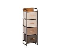 HomCom Commode chiffonnier 4 tiroirs acier MDF aspect bois non tissé marron beige