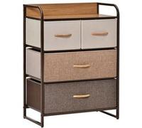HOMCOM Commode Meuble de Rangement 4 tiroirs en Tissu 58 x 29 x 78,5 cm Multicolore
