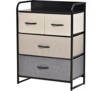 Outsunny Chiffonnier Élégant 4 Tiroirs Multicolore Noir Gris Écru Beige | Aosom France