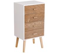 Meuble De Rangement Chiffonnier Design Scandinave 40l X 30l X 75h Cm 4 Tiroirs Bois Massif Pin Mdf Blanc Blanc