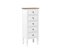 Meuble de rangement chiffonnier style néo-rétro 5 tiroirs poignées boutons bois MDF blanc
