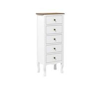 Meuble de rangement chiffonnier style néo-rétro 5 tiroirs poignées boutons bois MDF blanc Blanc G