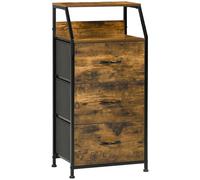 HOMCOM Meuble de rangement style industriel commode 3 tiroirs en tissu amovibles et 2 étagères - 44 x 29 x 92 cm - bois et métal