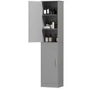 Meuble de rangement colonne - HOMCOM - 2 portes et 4 étagères réglables - 40 x 35 x 180 cm - gris