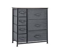 HOMCOM Commode 7 tiroirs en Tissu, chiffonnier, Meuble de Rangement Moderne, Cadre en Acier, Commode Chambre, Salon, entrée, 63,5 x 30 x 71 cm, Gris foncé