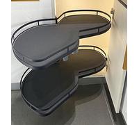 Meuble de rangement coulissant à double niveau pour cuisine, adapté aux meubles de 900 mm, étagère de rangement pivotante d'angle, ouverture à droite, boîte de rangement coulissante pour angle mort.