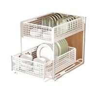 Meuble de rangement coulissant for cuisine, évier multicouche, panier super profond, matériau métallique(White large size)