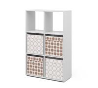 Meuble de rangement cube, 72x107.8cm avec 4 boîtes pliantes opt.1, Blanc, Vicco 37932