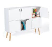 Meuble de rangement cube enfant EMMIE avec 6 cases en bois blanc Blanc G