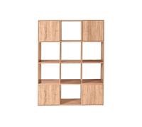 IDMarket - Meuble de Rangement Cube Rudy 12 Cases Bois façon hêtre avec Portes