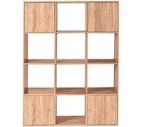 IDMarket - Meuble de Rangement Cube Rudy 12 Cases Bois façon hêtre avec Portes