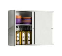 Meuble de Rangement Cuisine en Acier Inoxydable avec Portes Coulissantes et Étagères Amovibles Organisateur de Rangement Économiseur d'Espace for Cuisine et Salle de Bain(65x25x45cm(26x10x18in))