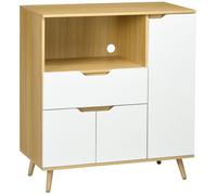 HomCom Meuble micro-ondes cuisine - 1 tiroir, 2 placards, 1 étagère - 90 x 40 x 98,5 cm - bois/blanc