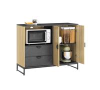 Meuble de rangement cuisine - SOBUY - 107x40x85 cm - Niche micro-ondes Ø6 cm - Porte-verres intégré - Étagère réglable