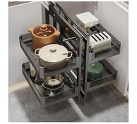 Meuble de rangement d'angle avec 4 paniers - Fermeture douce - Ouverture gauche et droite - Peu encombrant - Design coulissant facile