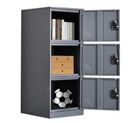 Meuble de rangement d'angle en acier avec 3 portes et verrou à cadenas vertical pour petit bureau, salon, salle de sport, couleur grise