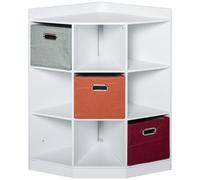 Meuble de rangement d'angle unité de rangement 9 niches 3 tiroirs non tissé MDF blanc