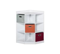 HOMCOM Meuble de Rangement d'angle Meuble Enfant unité de Rangement 9 niches 3 tiroirs Non tissé MDF Blanc