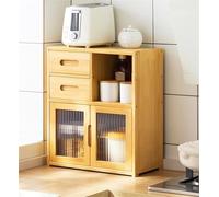 Meuble de Rangement de comptoir avec tiroir, Porte en Acrylique, étagère à épices multifonctionnelle à Plusieurs Niveaux, Durable (Naturel, 42 x 23 x 48 cm)