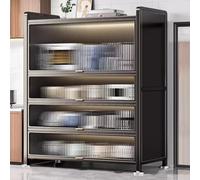 Meuble de rangement de cuisine avec portes transparentes - Rangement autonome multifonctionnel pour micro-ondes, four, épices, casseroles et poêles