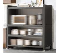 Meuble de rangement de cuisine avec portes transparentes - Rangement autonome multifonctionnel pour micro-ondes, four, épices, casseroles et poêles
