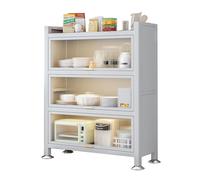Meuble de rangement de cuisine multifonction - Support de four à micro-ondes à 3 couches avec cadre en métal, organisateur peu encombrant pour épices, casseroles et poêles