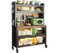 Meuble de rangement de cuisine peu encombrant - Organisateur pour micro-ondes, café, garde-manger - Porte rabattable pour un accès facile