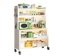 Meuble de rangement de cuisine peu encombrant - Organisateur pour micro-ondes, café, garde-manger - Porte rabattable pour un accès facile