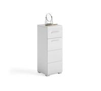 Meuble de rangement de salle de bain 1 porte et 1 tiroir - Blanc Laqué - KLEANKIN