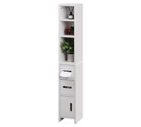Meuble de rangement de salle de bain - Armoire d'angle haute et fine avec 3 portes et étagères - Idéal pour les petits espaces, le salon ou la bibliothèque - Design moderne