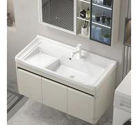 Meuble de rangement de salle de bain avec 2 portes, lavabo moderne, design planche à linge, assemblage facile pour la maison et l'hôtel, grand lavabo