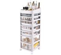 Meuble de rangement de salle de bain avec tiroirs et étagères transparents multicouches pour salon, chambre à coucher, cosmétiques avec roulettes pour une mobilité facile