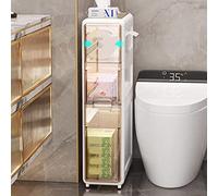 Meuble de rangement de salle de bain avec tiroirs et roulettes transparents, organiseur vertical peu encombrant pour articles de toilette et essentiels, idéal pour les espaces compacts