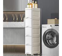 Meuble de rangement de salle de bain fin et haut 30 cm x 14 cm x 80 cm, blanc, multi-usages avec poulie silencieuse pour salle de bain et cuisine, solution d'économie d'espace