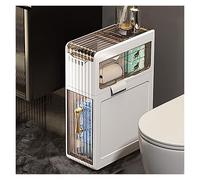Meuble de rangement de salle de bain fin, étagère latérale étroite for toilettes avec motif à volutes, porte-papier hygiénique, organiseur fin for petits espaces, meuble autoportant(2-Tiers)
