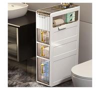 Meuble de rangement de salle de bain fin, étagère latérale étroite for toilettes avec motif à volutes, porte-papier hygiénique, organiseur fin for petits espaces, meuble autoportant(4-Tiers)