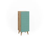 Meuble de rangement de salle de bain Rudi, 30.3x80.3cm avec porte, Vert menthe, Marron, Vicco