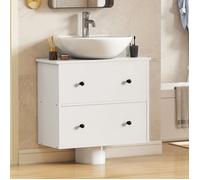 Meuble de rangement de salle de bain YITAHOME mural sous lavabo, 60 cm, blanc, avec 2 tiroirs