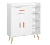 Meuble de rangement design scnadinave dim. 80L x 30l x 96H cm 4 niches placard 2 portes étagère tiroir coulissant bois massif