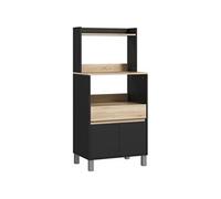 Meuble de rangement desserte de cuisine pour micro-ondes avec placard tiroir étagère supérieur 60 x 40 x 131 cm naturel et noir