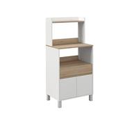 Meuble de rangement desserte de cuisine pour micro-ondes avec placard tiroir étagère supérieur 60 x 40 x 131 cm naturel et blanc