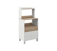 Meuble de rangement desserte de cuisine pour micro-ondes avec placard tiroir étagère supérieur 60 x 40 x 131 cm naturel et blanc