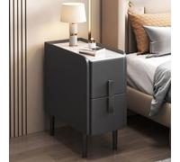 Meuble de rangement élégant noir à double tiroir avec pieds fuselés, table de nuit moderne en bois pour chambre à coucher, salon et couloir - 25 x 40 x 50 cm